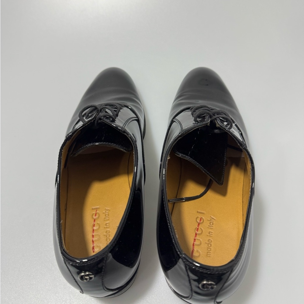 Gucci Worsh GG Patent leather Lace-Up Shoes Black Men’s Size GG 5/US 6 - Picture 5 of 9